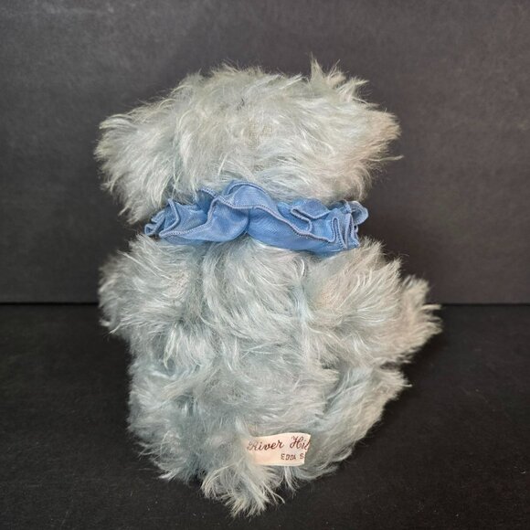 River Hills Bears by Edda Seiple - Blue Mohair Jointed Bear Ruffle Collar 11" - Picture 4 of 12